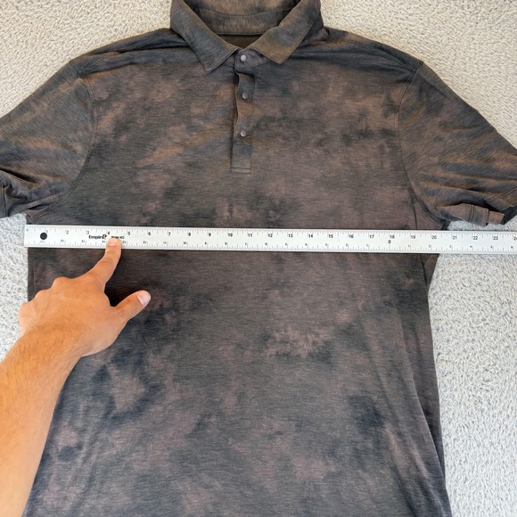 Lululemon Polo Shirt Mens Large Black red Distressed Wash Athletic Golf Casual - Picture 4 of 8